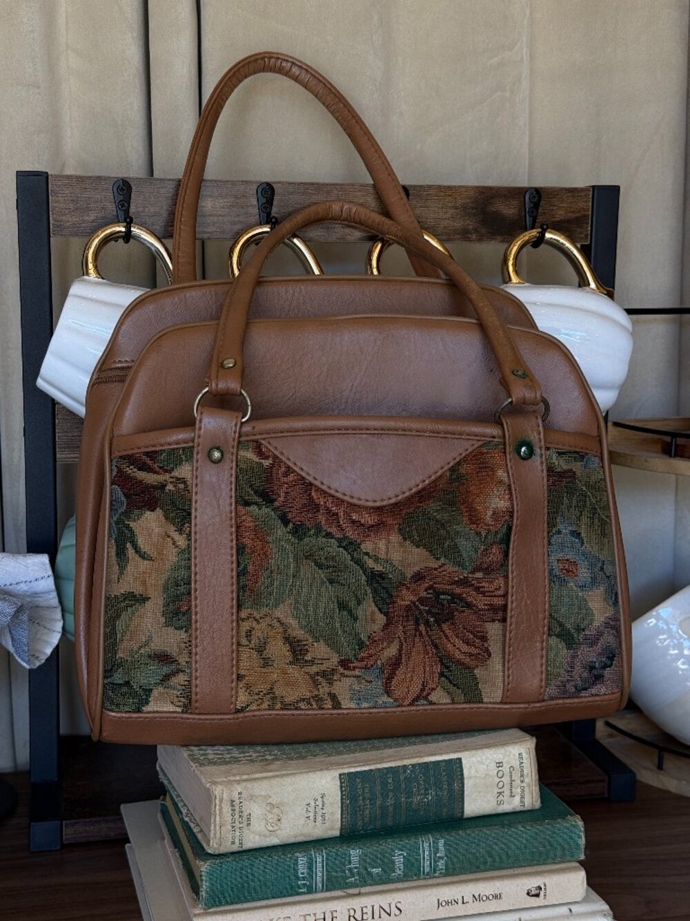 Faux Leather Carpet Bag